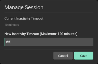 Changing the session inactivity timeout